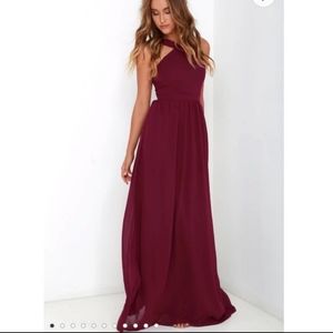 Lulus Air of Romance Burgundy Maxi Dress XS